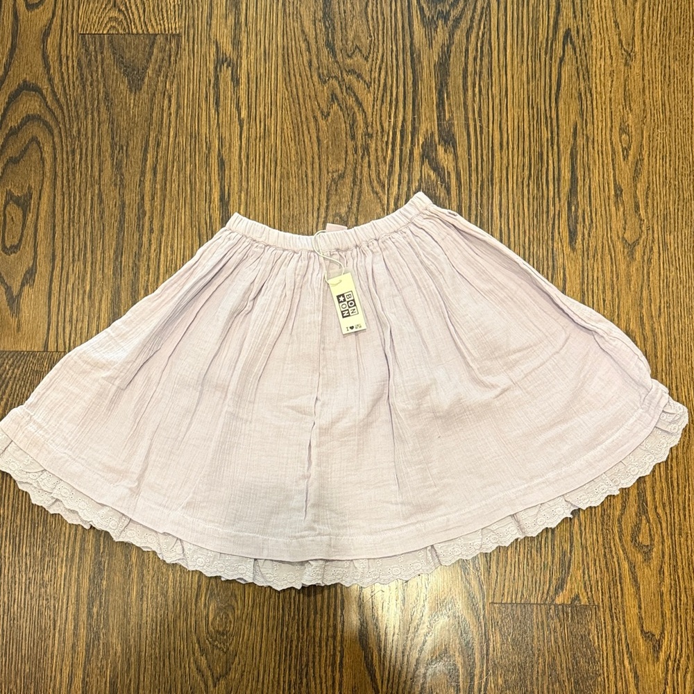 Bonton Light Purple Gauze Cotton with Eyelet Hem Elastic Waist Skirt